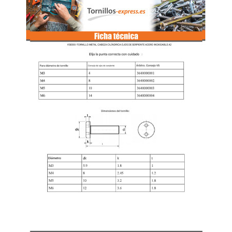 1 x Tornillo metales Seguridad cabeza cilíndrica SERPIENTE OJO M4X12 Inoxidable A2 EMBT8