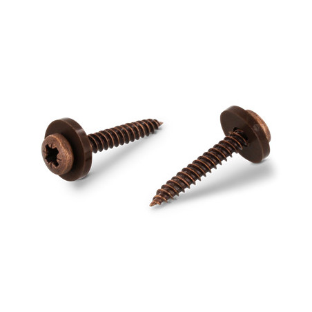 1 x Tornillo chapa cabeza cilíndrica Pozi PZ4 + Arandela Nylon 3.9X32 Inoxidable A2 marrón