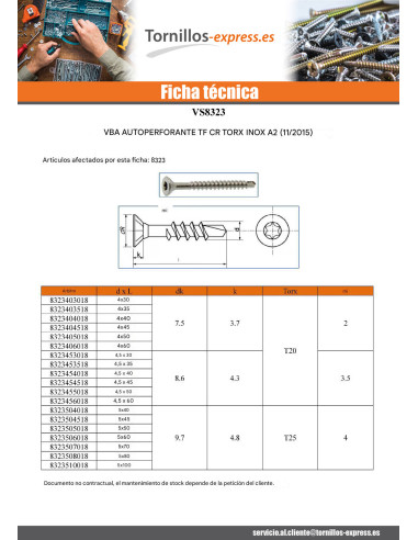 1 x Tornillo madera aglomerado Tornillo...