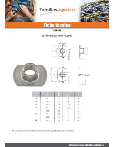1 x Tuerca cilíndrico para soldar M4 17X9 alto...