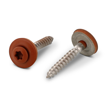 1 x Tornillo de cresta cabeza fresada abombada TORX T20 Inoxidable A2 RAL8004 marrón cobre 4.5X35 Arandela de