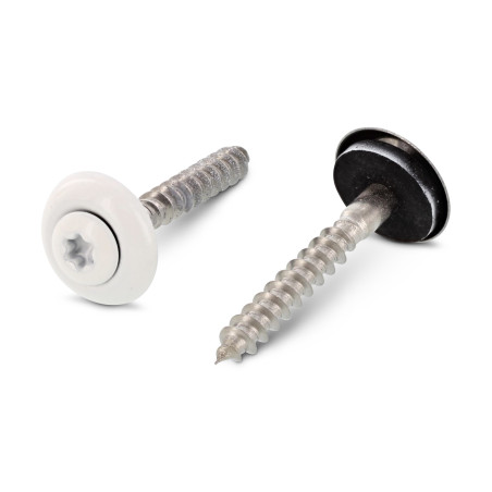 1 x Tornillo de cresta cabeza fresada abombada TORX T20 Inoxidable A2 RAL9010 blanco puro 4.5X60 Arandela de estanqueidad