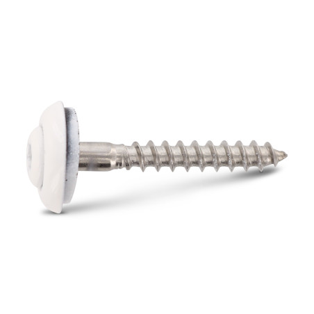1 x Tornillo de cresta cabeza fresada abombada TORX T20 Inoxidable A2 RAL9010 blanco puro 4.5X60 Arandela de estanqueidad
