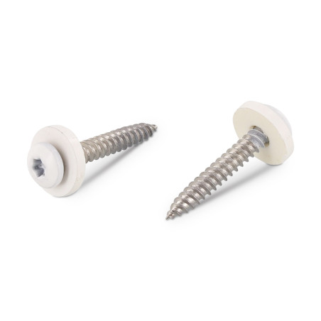 1 x Tornillo chapa cabeza cilíndrica TORX T15 + Arandela Nylon 3.9X25 Inoxidable A2 blanco