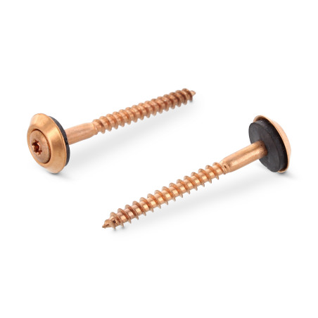 1 x Tornillo de cresta cabeza fresada abombada TORX T20 Inoxidable A2 cobre 5X280 Arandela de estanqueidad con junta de