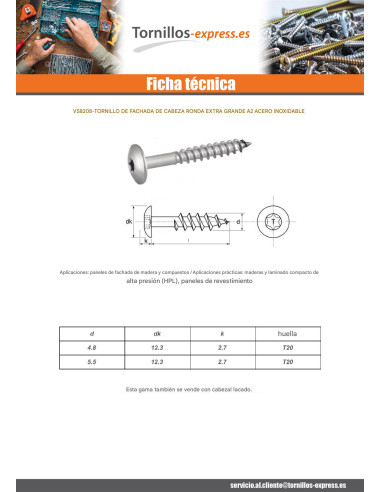 1 x Tornillo de fachada TORX T20 4.8X25...