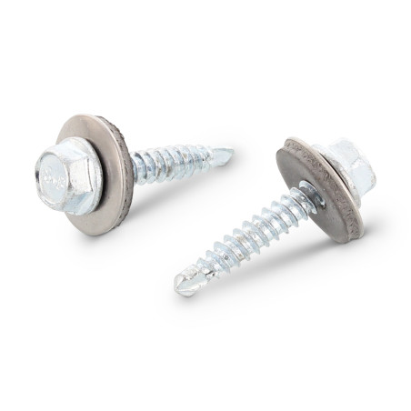 1 x Tornillo autoperforante Bimetal cabeza hexagonal 5.5X30 roscado total Arandela de estanqueidad con junta de neopreno