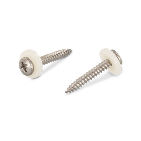 1 x Tornillo chapa cabeza cilíndrica Pozi PZ4 + Arandela Nylon 3.9X32 Inoxidable A2 natural