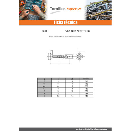 1 x Tornillo madera aglomerado Inoxidable A2 cabeza fresada/testa svasat 3X35 roscado en 24 TORX T10 microtornillo