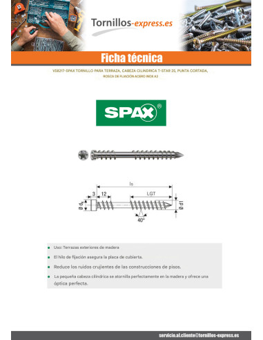 1 x Spax Tornillo terraza cabeza cilíndrica...