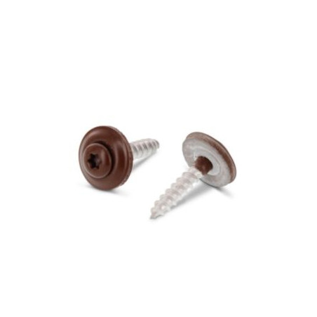 1 x Tornillo de cresta cabeza fresada abombada TORX T20 Inoxidable A2 RAL8011 4.5X35 Arandela de estanqueidad con junta de