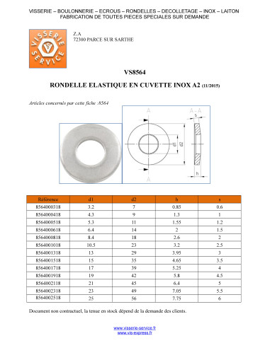 1 x Arandela ELAST en BOL M4X9X1 Inoxidable A2