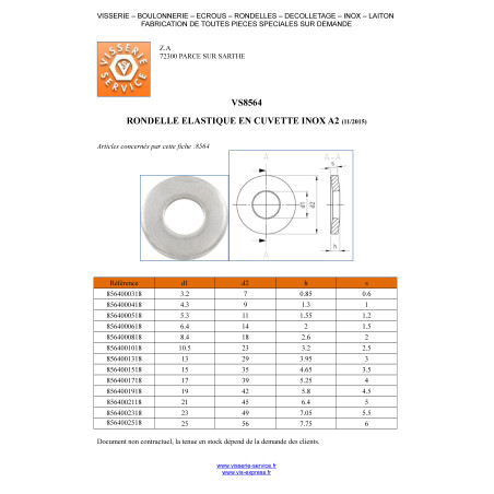 1 x Arandela ELAST en BOL M4X9X1 Inoxidable A2