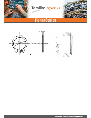 1 x Circlip exterior Inox en eje diámetro 5