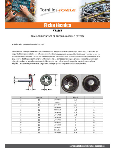1 x Circlip ARANLOCK con tapa 7 tapa de 16...