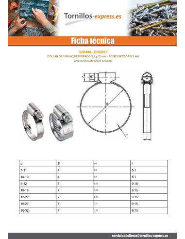 1 x Abrazadera Inox W4 diámetro 25 con 40 banda...