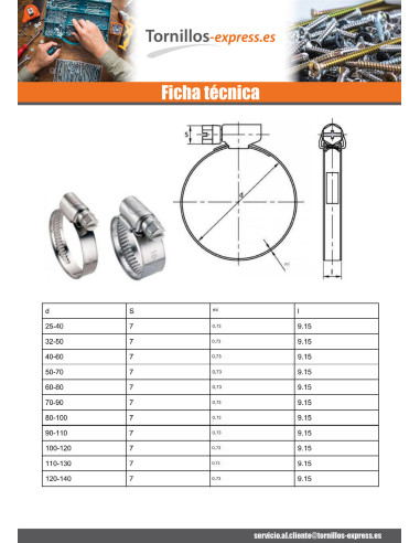 1 x Abrazadera Inox W4 diámetro 25 con 40 banda...