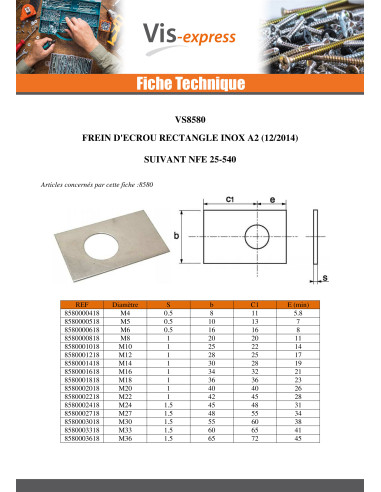 1 x Freno D Tuerca rectangular de diámetro M5...