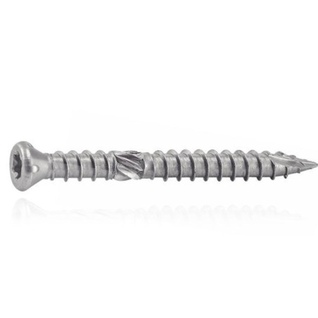 1 x Tornillo terraza doble roscado cabeza fresada/testa svasat TORX T25 5X50 Inoxidable A4 T17
