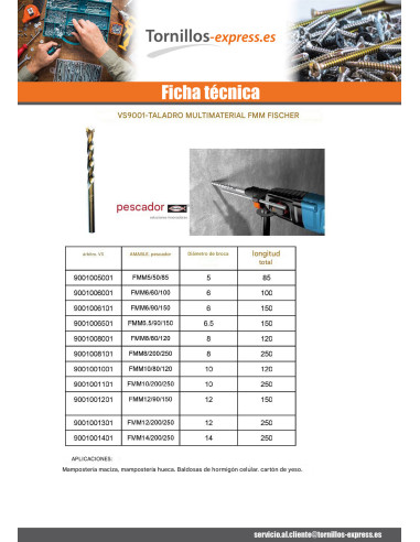 1 x Fischer broca MATERIALES MULTIMÉTRICOS...