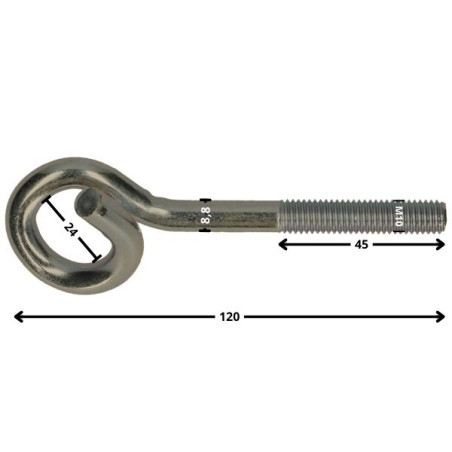 1 x Gancho de gimnasio Varilla roscada metales Inoxidable A2 10X120