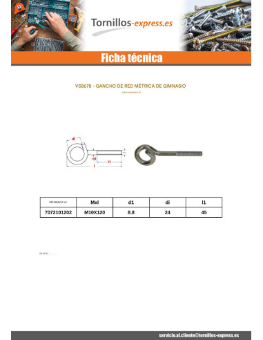 1 x Gancho de gimnasio Varilla roscada metales...