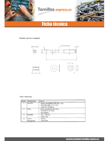 1 x Anclaje Anclaje M10X90 Inoxidable A4