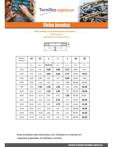 1 x Arandela plano M16X50X3 LL Inoxidable A4