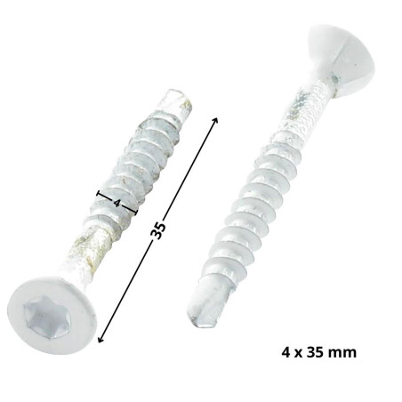 1 x Tornillo madera aglomerado medium cabeza fresada/testa svasat dentado TORX T20 4X35 roscado en 24 Acero cincado blanco