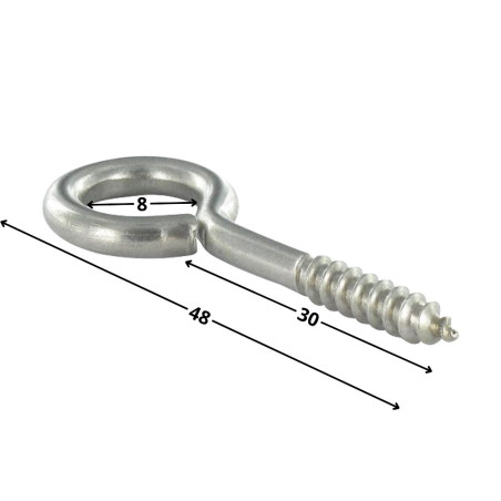 1 x Tornillo de ojo madera 4X30 longitud total 48 ojo 8 Inoxidable A2