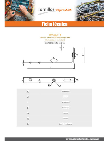 1 x Gancho de para tejados VARIO 260X30X60 /5...