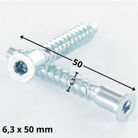 1 x Tornillo autotaladrante confirmat cabeza fresada/testa svasat hexagonal hueco 6.3X50 rosca chapa SS dentado Acero