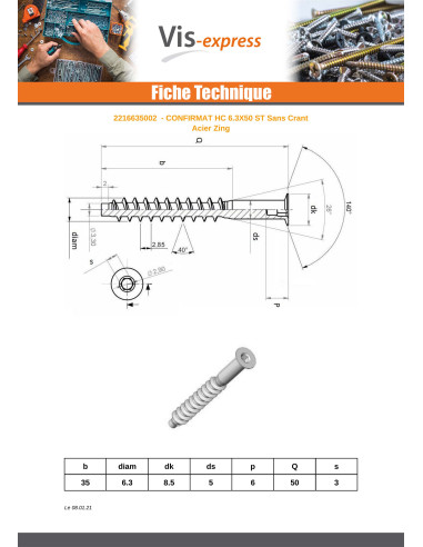 1 x Tornillo autotaladrante confirmat cabeza...