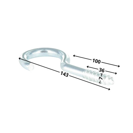 1 x Gancho MADERA/ARMARIO 7X100 roscado en 36 LT143 Inoxidable A2