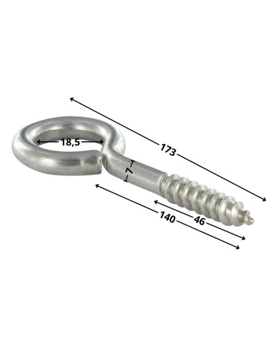 1 x Tornillo de ojo madera 7X140 roscado en 46...
