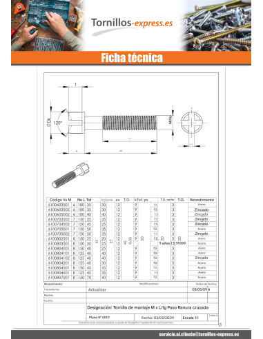 1 x Tornillo ensamblaje lit Acero bruto M8X45...
