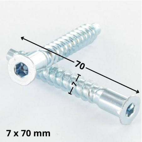 1 x Tornillo autotaladrante confirmat cabeza fresada/testa svasat hexagonal hueco 7X70 rosca chapa SS dentado Acero