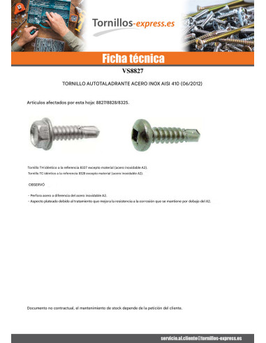 1 x Tornillo autoperforante cabeza hexagonal...