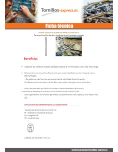 Broca con PERCUSIÓN Hoja de datos de seguridad MÁS 8/100/165 2