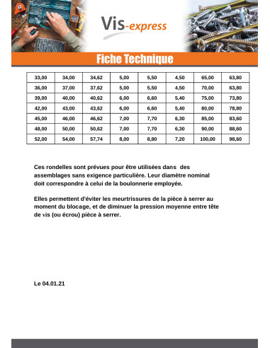 1 x Arandela plano M10X22X2 M Inoxidable A4