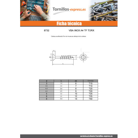 1 x Tornillo madera aglomerado cabeza fresada/testa svasat 3x30 roscado total TORX T10 Inoxidable A4 microtornillo