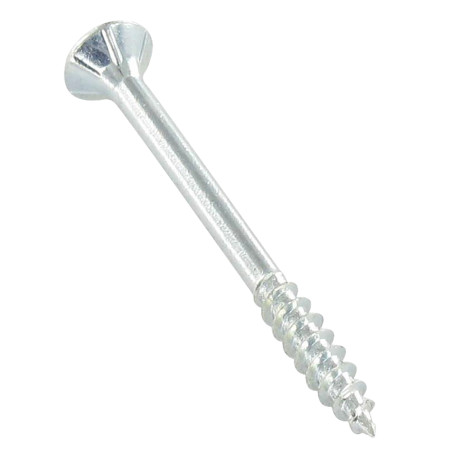 1 x Tornillo madera aglomerado cabeza fresada/testa svasat Pozi 4X35 roscado en 21 dentado Acero cincado blanco