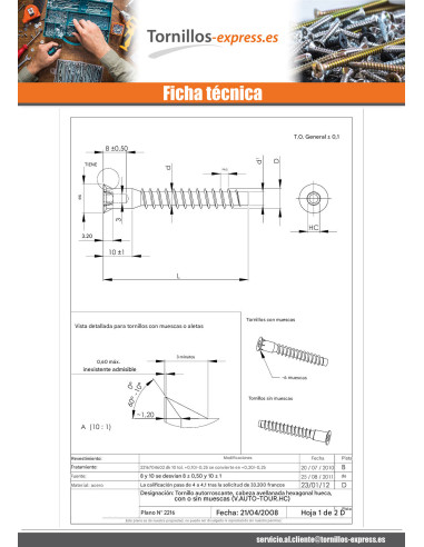 1 x Tornillo autotaladrante confirmat cabeza...