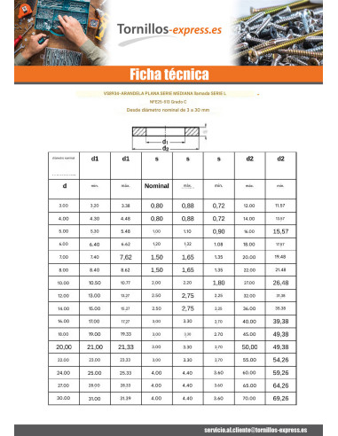 1 x Arandela plano M16X40X3 L Inoxidable A4