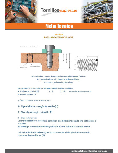 1 x Casquillo roscado M14X28 paso de 200 Inox