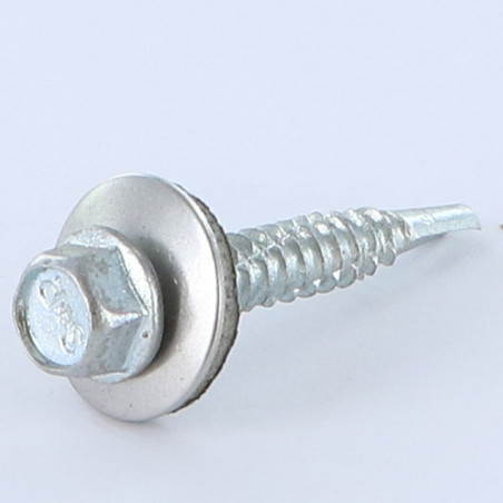 1 x Tornillo autoperforante Bimetal Acero / Inoxidable A4 cabeza hexagonal Arandela de estanqueidad con junta de neopreno
