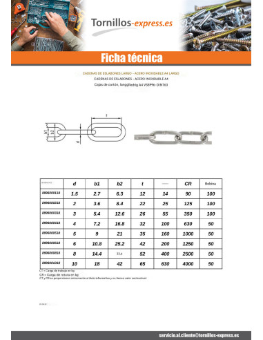1 x M Cadena con CORREO largo diámetro 1.5...
