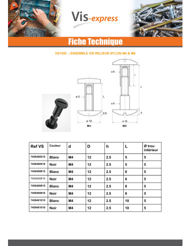1 x Tornillo encuadernador M4X15 diámetro Tubo...
