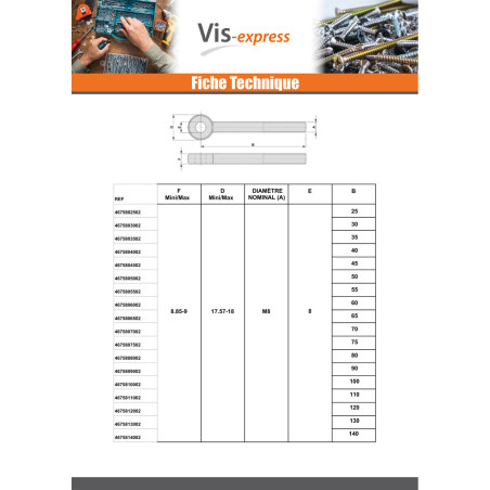 1 x Tornillo metales con ojo M12X100 roscado en 30 Acero cincado blanco