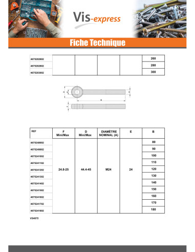 1 x Tornillo metales con ojo M16X40 roscado en...